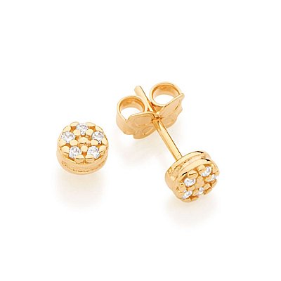 BRINCO INFANTIL FOLHEADO A OURO FORMATO REDONDO COM ZIRCÔNIAS. MED 0,5MM ROMMANEL 526070
