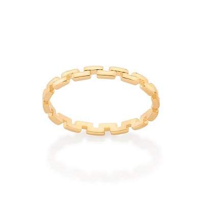 ANEL SKINNY RING FOLHEADO A OURO FORMATO BLOCOS ROMMANEL 513018