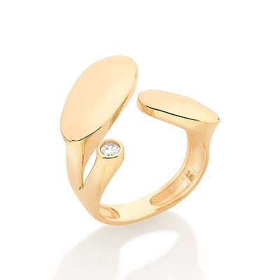 ANEL AJUSTÁVEL FOLHEADO A OURO COM ZIRCÔNIA ROMMANEL 513021