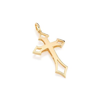PINGENTE MASCULINO FOLHEADO A OURO FORMATO CRUZ. MED 4,1CM ROMMANEL 541744