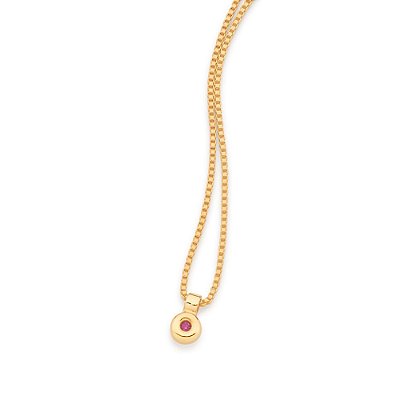 GARGANTILHA INFANTIL FOLHEADO A OURO COM ZIRCÔNIA ROSA. MED 40CM ROMMANEL 532168