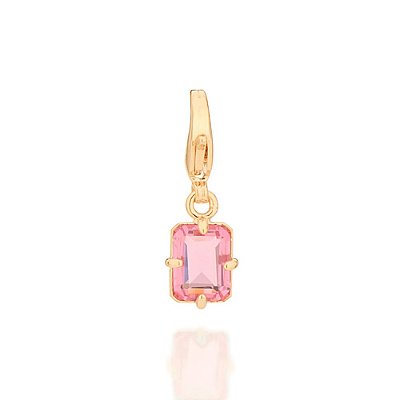 BERLOQUE FOLHEADO A OURO COM CRISTAL RETANGULAR COLORIDO. MED 2,3CM ROMMANEL 542435