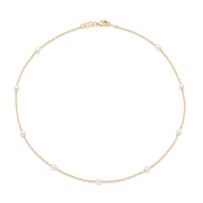 GARGANTILHA FOLHEADO A OURO COM PÉROLAS 4MM. MED 42CM ROMMANEL 530919
