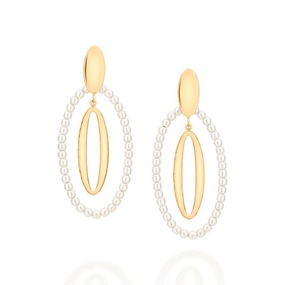 BRINCO FOLHEADO A OURO COM PÉROLAS. MED 6CM ROMMANEL ROMMANEL 526344