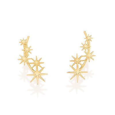 BRINCO GRAMPO FOLHEADO A OURO ESTRELAS. MED 2,30CM ROMMANEL 525675