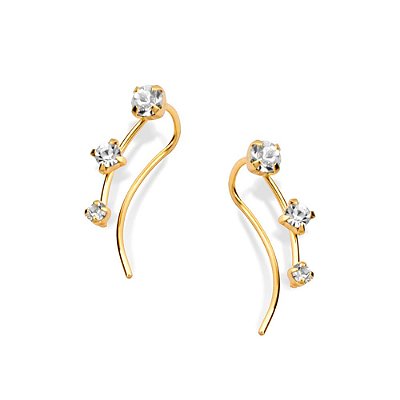 BRINCO GRAMPO FOLHEADO A OURO COM CRISTAIS. MED 2,1CM ROMMANEL 522731