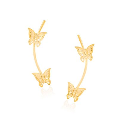 BRINCO GRAMPO FOLHEADO A OURO BORBOLETA. MED 1,7CM ROMMANEL 522909