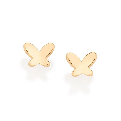 BRINCO FOLHEADO A OURO FORMATO BORBOLETA. MED 0,4CM ROMMANEL 526738
