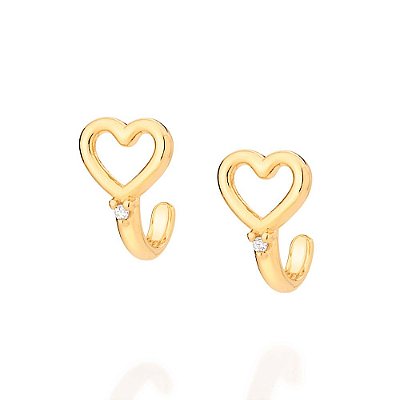 BRINCO FOLHEADO A OURO CORAÇÃO VAZADO. MED 1,2CM ROMMANEL 526753