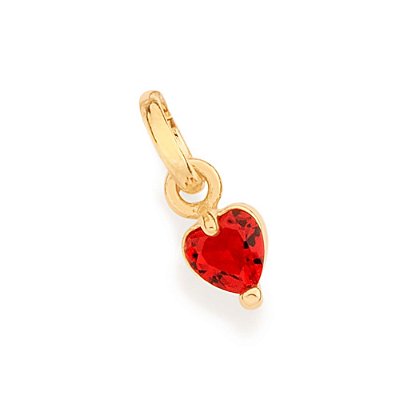 PINGENTE SOLITÁRIO FOLHEADO A OURO CORAÇÃO VERMELHO. MED 1,10CM ROMMANEL 542448