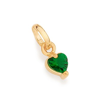 PINGENTE SOLITÁRIO FOLHEADO A OURO CORAÇÃO VERDE. MED 1,10CM ROMMANEL 542450