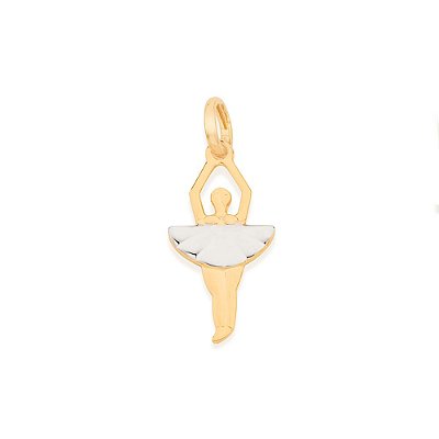 PINGENTE INFANTIL FOLHEADO A OURO BAILARINA. MED 2,1CM ROMMANEL 540434