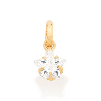 PINGENTE INFANTIL FOLHEADO A OURO ESTRELA COM ZIRCÔNIA. MED 0,6CM ROMMANEL 541592