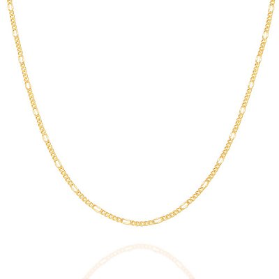 CORRENTE FOLHEADO A OURO ELO ALTERNADO. MED 50CM ROMMANEL 530071