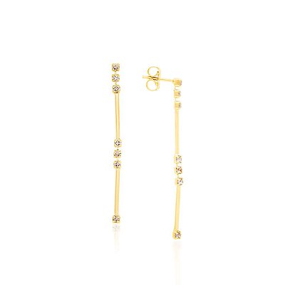 BRINCO FOLHEADO A OURO FORMADO POR FIO COM CRISTAIS. MED 4,3CM ROMMANEL 523390