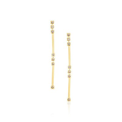 BRINCO FOLHEADO A OURO FORMADO POR FIO COM CRISTAIS. MED 4,3CM ROMMANEL 523390