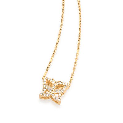 GARGANTILHA BORBOLETA FOLHEADO A OURO COM ZIRCÔNIAS. MED 50CM ROMMANEL 531859