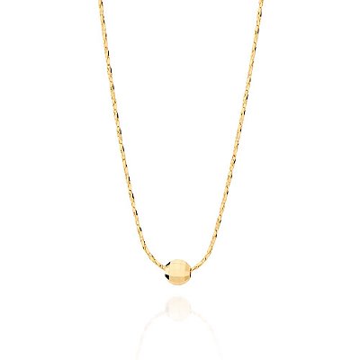 GARGANTILHA FOLHEADO A OURO BOLA DIAMANTADA. MED 42CM ROMMANEL 530484