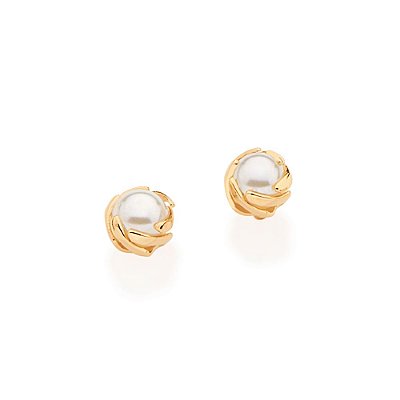 BRINCO FOLHEADO A OURO COM PÉROLA. MED 5MM ROMMANEL 525624