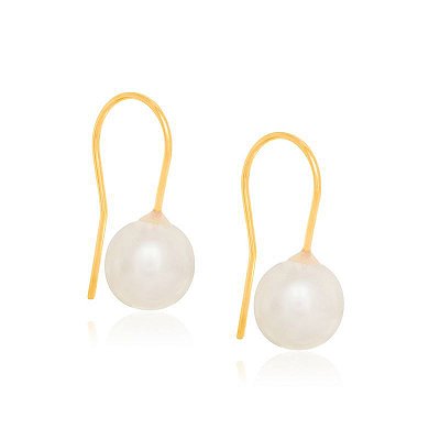 BRINCO GANCHO FOLHEADO A OURO COM PÉROLA DE 10MM ROMMANEL 522957