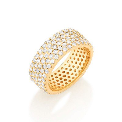 ANEL FOLHEADO A OURO COM ZIRCÔNIAS ROMMANEL 511467