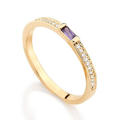 ANEL FOLHEADO A OURO COM ZIRCÔNIAS E CRISTAL COLORIDO ROMMANEL 511879