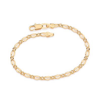 PULSEIRA MASCULINA FOLHEADO A OURO FIO ALTERNADO. MED 18/19CM ROMMANEL 550021