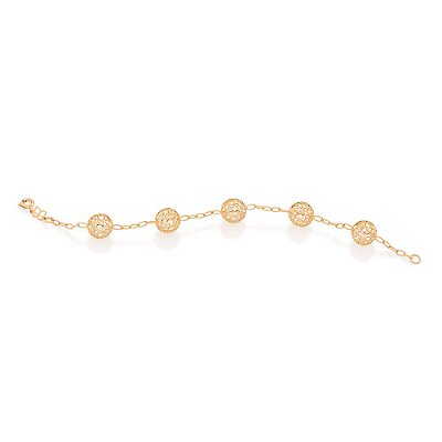 PULSEIRA FOLHEADA A OURO COM GLOBOS. MED 18/20 CM ROMMANEL 551349
