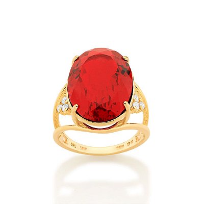 ANEL FOLHEADO A OURO COM ZIRCÔNIA E CRISTAL COLORIDO ROMMANEL 512950