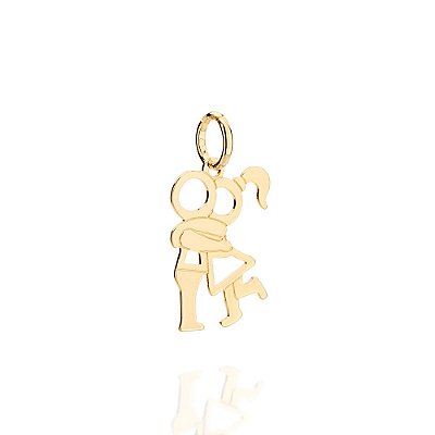PINGENTE FOLHEADO A OURO MENINA E MENINO. MED 2,7CM ROMMANEL 541829