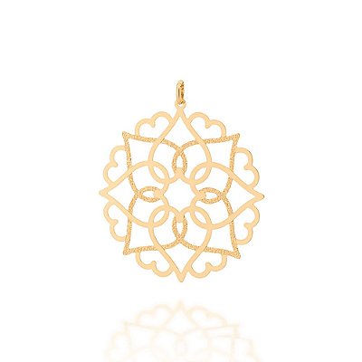 PINGENTE FOLHEADO A OURO MANDALA SOLAR. MED 4,70CM ROMMANEL 542254