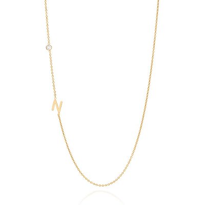 GARGANTILHA FOLHEADO A OURO LETRA E ZIRCÔNIA. MED 50CM ROMMANEL 532108