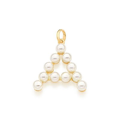 PINGENTE FOLHEADO A OURO LETRAS COM PÉROLAS. MED 2,70CM ROMMANEL 542348