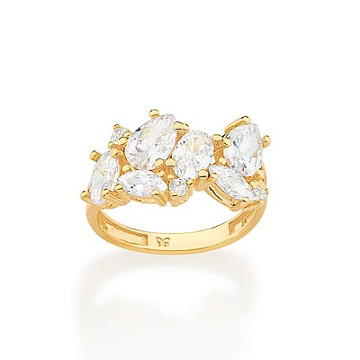 ANEL FOLHEADO A OURO COM ZIRCÔNIAS ROMMANEL 512956