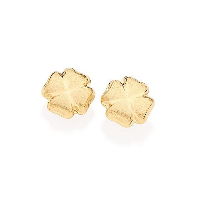 BRINCO FOLHEADO A OURO TREVO DE QUATRO FOLHAS. MED 1,0CM ROMMANEL 520589