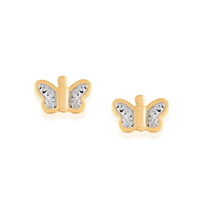 BRINCO BORBOLETA FOLHEADO A OURO COM APLIQUE DE RESINA. MED 0,5MM ROMMANEL 520164