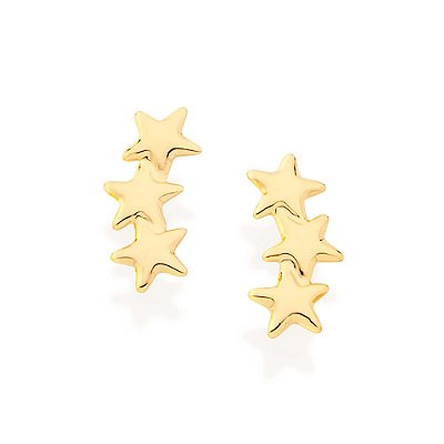 BRINCO FOLHEADO A OURO COM ESTRELAS. MED 1,1CM ROMMANEL 522270
