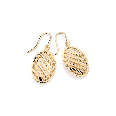 BRINCO FOLHEADO A OURO OVAL DIAMANTADO. MED 2,4CM ROMMANEL 523987