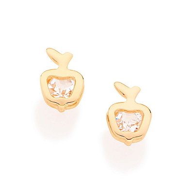 BRINCO INFANTIL FOLHEADO A OURO FORMATO MAÇA COM CRISTAL. MED 0,7CM ROMMANEL 525238
