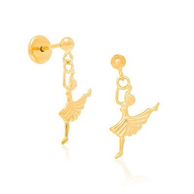 BRINCO INFANTIL FOLHEADO A OURO BAILARINA. MED 2CM ROMMANEL 524097
