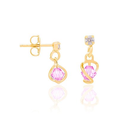 BRINCO INFANTIL FOLHEADO A OURO COM ZIRCÔNIAS COLORIDAS. MED 1,1CM ROMMANEL 523219