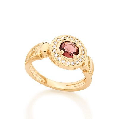ANEL DE FORMATURA FOLHEADO A OURO COM ZIRCÔNIAS E CRISTAL ROMMANEL 511754