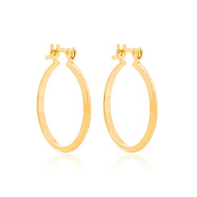 ARGOLA FOLHEADO A OURO ARO TRABALHADO. MED 2CM ROMMANEL 522908