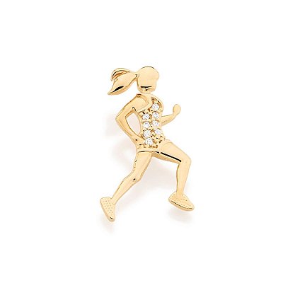 PINGENTE MULHER ATLETA FOLHEADO A OURO COM ZIRCÔNIAS. MED 2,6 CM ROMMANEL 541724