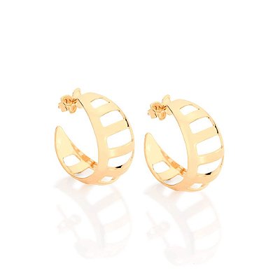 ARGOLA FOLHEADO A OURO COM RETÂNGULOS VAZADOS. MED 2CM ROMMANEL 524375