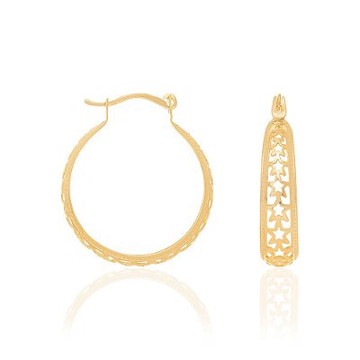 ARGOLA FOLHEADO A OURO COM ESTRELAS VAZADAS. MED 2,6CM ROMMANEL 523178
