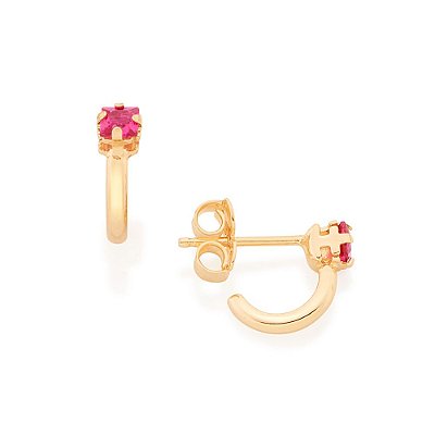 ARGOLA FOLHEADO A OURO COM ZIRCÔNIA COLORIDA. MED 9,0MM ROMMANEL 526069
