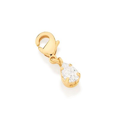 BERLOQUE GOTA FOLHEADO A OURO COM ZIRCÔNIA BRANCO. MED 1,7CM ROMMANEL 542358