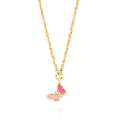 GARGANTILHA INFANTIL FOLHEADO A OURO COM PINGENTE BORBOLETA. MED 40CM ROMMANEL 532081