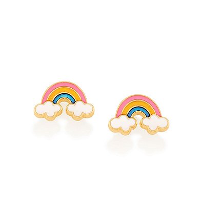 BRINCO INFANTIL FOLHEADO A OURO ARCO ÍRIS COLORIDO. MED 1CM ROMMANEL 526500